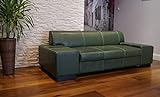 Quattro Meble Grün Echtleder 2,5 Sitzer Sofa Couch London Breite 220cm Ledersofa Echt Leder mit Ziernaht große Farbauswahl !!!