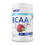 SFD BCAA | 500g Pulver je Packung | Geschmack: Apfel / apple | 2:1:1 Verhältnis | Aminosäuren Valin Leucin Isoleucin Muskelaufbau Nutrition | Nahrungsergänzungsmittel