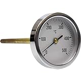 Holzofen-Thermometer mit Stahlsonde, 30 cm, max. Temperatur 500 °C