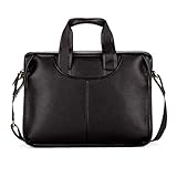 SMSOM Messenger Bag für Männer Aktentasche Laptoptasche PU-Leder-Satchel-Arbeits-Taschen, Multifunktionsaktenkoffer-Business-Tasche, schwarz (Color : Black)