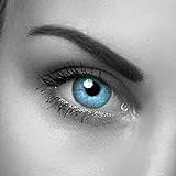 Farbige Kontaktlinsen'Sky Blue' 2x Himmelblaue Kontaktlinsen ohne Stärke + gratis Kontaktlinsenbehälter