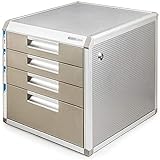 ZHIFENCAO Schubladenbox 4-Lagen-Anmeldungskabinett-Datei-Schränke Abschlussbare Aluminiumlegierungsdaten Aufbewahrungsbox-Tabletop-Schubladenschrank-Erdrutsch-Spur