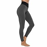 SUPBAO Frauen Gym Leggings High Waist Yoga Hose Butt-Lifting Hose Strumpfhose Honeycomb Running Hosen (Schwarz, S)