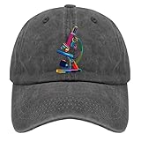 Tidvatten Dad-Hats Mikroskop Biologische Vergrößerung Trucker Hut für Herren Mode Gewaschener Denim Verstellbare Geschenke, Pigment Schwarz, One size