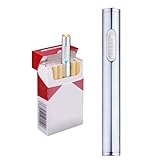 Mini USB Feuerzeuge Wiederaufladbar Winddicht Flammenlose Elektronische Plamsa Feuerzeug Tragbar, Silber
