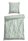 Schiesser Bettwäsche-Set Annic aus weicher Baumwolle in feinem Botanik-Print auf zartem Grün, Farbe:Lindgrün, Größe:135 x 200 cm + 80 x 80 cm