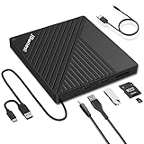 JBonest Externes CD DVD Laufwerk USB 3.0 Typ-C, Extern mit SD/TF-Kartenleser Portable DVD RW Brenner,Schnelle Datenübertragung für Laptop,Desktop,MacBook,Win11/10/8/7/XP, Linux,Mac OS,V