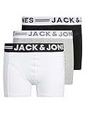 JACK & JONES Jungen Sense Trunks 3-Pack NOOS JR Shorts, Grau (Light Grey Melange Black/White), (Herstellergröße: 176) (3er Pack)