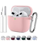 Kompatibel mit Airpods 4 Hülle Schutzhülle Case 2024 für Frauen Männerund Weich Silikon und für Airpods 4.Gernation Hülle 2024 LED an der Frontseite Sichtbar mit Reinigungsset und Karabiner R