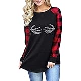 Women's Long-Sleeved Shirt Crew Neck Colour Block Blouses Oversize Sweatshirts Leisure Long Sleeve T Shirts Tunic Loose Pullover T-Shirt Tops(J9 - Black, X-Large)