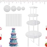 Cupcake Ständer, Tortenständer Tortenplatte, 4 Etagen Kuchenstützen mit 12 Stück Kunststoff Dübelstangen Tortenstützen, mehrstöckige tortenständer für Hochzeit, Geburtstag, Kuchen Dessert