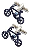 COLLAR AND CUFFS LONDON - HOCHWERTIGE Manschettenknöpfe mit Geschenk Box - Fahrrad - Stilvolle Messing - Blaue Farbe - Radfahren Pedalfahrrad