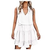 MasterUnion Damen Herbst Sommer Kleid Plissee Kleid für Damen Trendy E1, weiß, XX-Large