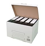 karton-billiger Archivschachteln Aktenkarton Archivkarton Archivbox mit Klappdeckel 10Stück - weiß