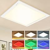 RGB Dimmbar LED Deckenleuchte Panel 30x30 cm, Quadrat Unterputz Deckenlampe mit 8 Farbwechsel und 3000K WarmWeiß, Lampenpanel für Büro Kinderzimmer Schlafzimmer Wohnzimmer Innendekoration Beleuchtung