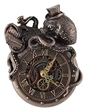 Veronese 708-7802 Steampunk Nostradamus Octopus Wanduhr 20 cm Figur bronziert coloriert Uhr