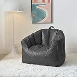Lazy Sofa, Leder -Sessel mehrfarbige Ideen for Schlafzimmer Balkon (Color : Black)