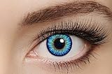 2 Kristallblaue hellblaue Kontaktlinsen + GRATIS Behälter (L&R) für 2 farbige Kontaktlinsen ohne Stärke original von Eye-Effect - Halloween