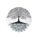 Tempotech Original ® Zafu Meditation Baum des Lebens | Höhe 18 cm x Breite 30 cm | 100 % Baumwolle | Füllung aus Buchweizen | Meditationskissen | Yoga Zubehör | Yoga-Kissen | Pilatesk
