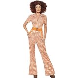 Smiffys, Damen 70er Chic Kostüm, Overall, Größe:36-38 EU, Orange