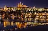 SPJOYSP malen nach zahlen geschenk liebhaber Stadt Prag Tschechien Nacht Stadt Karlsbrücke Moldau 16X20 inch