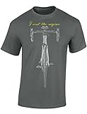 Baddery: I Am The Engine - Fahrrad Mountainbike BMX T-Shirt als Geschenk für alle Fahrradliebhaber - Geschenkidee -S, Nr.B0704 Grau