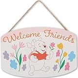 Disney Winnie Puuh 'Welcome Friends'-Wanddekoration aus Holz zum Aufhängen, bezauberndes Winnie Puuh Schild für Z