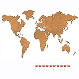 Globus Kork, groß, 100 x 55 cm, Longivia Pinnwand Weltkarte selbstklebend mit Wimpelkette