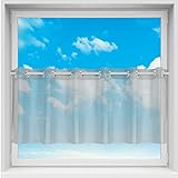 Transparente Bistrogardine Voile mit Ösen, Schlichte und Moderne Fensterdekoration in vielen Größen erhältlich (grau - lichtgrau / B160xL60)