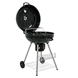 BBQ-Toro Kugelgrill Ø 57 cm | BBQ Kugelgrill Holzkohle, Barbecue Kugelgrill mit Thermometer, Grill Holzkohle rund, Holzkohlegrill mit Deckel (Deckel montiert)