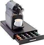 Amazon Basics 1 Schubladenbox zur Aufbewahrung von Nespresso Originalline Kaffeekapseln, Kunststoff, Fassungsvermögen: 50 Kapseln, Belastbarkeit 4,5 kg, Schwarz