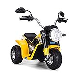 COSTWAY 6V Kinder Elektro Motorrad mit Hupe und Scheinwerfer, Dreirad Kindermotorrad 3-4 km/h, Elektromotorrad für Kinder von 3 - 5 Jahre alt (Gelb)