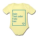 Spreadshirt Personalisierbare Babygeschenke Selbst Gestalten mit Foto und Text Wunschmotiv Baby Bio-Kurzarm-Body, 56, Hellgelb