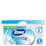 Zewa Toilettenpapier 'Samtig', 3-lagig, 1er Pack (1 x 8 Rollen)