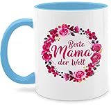 Muttertagsgeschenk Mama Tasse Geschenk - Beste Mama der Welt Blumenkranz - Unisize - Hellblau - Muttertag - Q9061 - Kaffeetasse und Teetasse 325 ml