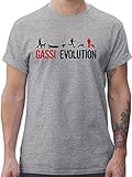 Geschenk für Hundebesitzer - Gassi Evolution - XL - Grau meliert - Tshirt Herren Hunde - L190 - Tshirt Herren und Männer T-Shirts