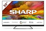 SHARP 50EQ3EA Android TV 126 cm (50 Zoll) 4K Ultra HD Android TV (Smart TV ohne Rahmen, Dolby Atmos, Quantum Dot, Harman Kardon) [Modelljahr 2022]