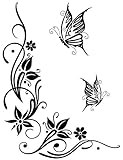 DD Dotzler Design 041215 Klebe-Folie Schmetterling Tattoo Tribal Blumen-Ranke Ornament Auto-Aufkleber Vinyl-Folie Auto-Dekor Aufkleber-Folie (schwarz, 43 x 57 cm)