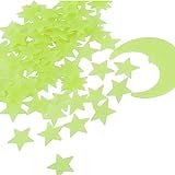 Kesote Leucht Sterne Mond Set, 100 Stück Leuchtsticker Fluoreszierend Wand Aufkleber Plastik mit Selbstklebend Sticker für Schlafzimmer Kinderzimmer Decke