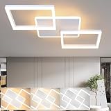 ZMH Deckenlampe LED Deckenleuchte Wohnzimmer - Wohnzimmerlampe Schlafzimmer Dimmbar Schlafzimmerlampe 48W Modern mit Fernbedienung Quadratisch Design Deckenbeleuchtung Metall Weiß für Küche E