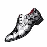 Hencik Lässiger Herren-Anzugschuh aus Leder, Oxford-Schuhe, klassischer Business-Anzug, Schuhe für Herren, klassisch (Farbe: Grau, Größe: 8)