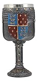 Ebros Weinkelch aus der Renaissance, mittelalterliches Königreich Heraldry Wappen mit drei Löwen, Schild und Schwerter, 21.6 cm hoch, 340 ml, stabil, Getränke/Getränke/Getränke/Getränkebecher, groß