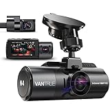 VANTRUE N4 3 Lens 4K Dashcam Auto 2.5K+ 2.5K+ 1080P vorne hinten innen, 4K+1080P HDR/ 30FPS Auto Kamera, 3 Channel Bewegungsüberwachung Dash Cam Infrarot Nachtsicht, 2.45” Hitzebeständig, Max 512GB