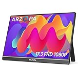 ARZOPA 17.3 Zoll Großer Portabler Monitor, 1920×1080 FHD HDR IPS Monitor mit Standfuß für Laptop, HDMI USB C Externer Zweiter Bildschirm für PC/Mac/PS3/4/5/Xbox (A1M