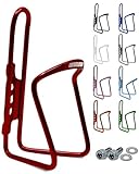 Getränkehalter Fahrrad Rot Eloxiert aus Aluminium Extra Verstärkt für Rennrad MTB Trekkingrad Kinderfahrrad Universal Passend Getränkehalter mit Montageschrauben Fahrradflaschenhalterung