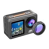 Andoer Action Cam 4K 24MP, Sport Kamera 2,0-Zoll-Bildschirm Unterwasserkamera Wasserdicht 40M 170° Ultra-Weitwinkel WiFi Kamera mit Makroobjektiv-Fernbedienung für Indoor und Outdoor Vlog