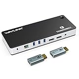 WAVLINK Thunderbolt 3 Dockingstation mit 60W Aufladung,Dual DisplayPort1,4 oder HDMI, 4xUSB 3,0, Gitabit LAN und 3,5 mm Audio für bestimmte Windows-Notebooks