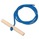 Vispronet Schlittenleine 150 cm, Farbe Blau, mit Holzgriff, Zugseil für Holzschlitten, Polyester