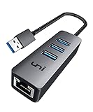 USB Ethernet Adapter[Aluminiumlegierung], Uni USB 3.0 Ethernet Hub mit RJ45 Netzwerk LAN für Windows 11/10/8.1/8/7, für MacBook(mit USB-Port-Version), iMac, Surface - Space Grau