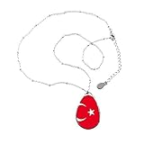 DIYthinker Türkei Nationalflagge Asien Land Symbol Mark Muster Teardrop-Form-Anhänger-Halskette